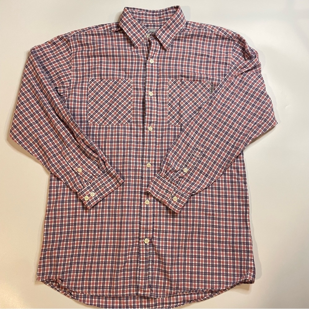 Carhartt Men's Large Red White Blue Button Front 2 Pockets Shirt Sz L patriotic